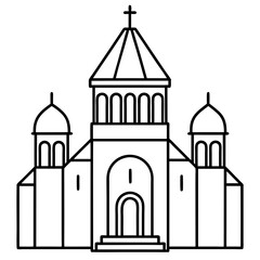 church of the holy cross isolated on white, tsminda sameba vector illustration, christan vector art, bottle silhouette, tsminda sameba vector icon, tsminda sameba line art,eps
