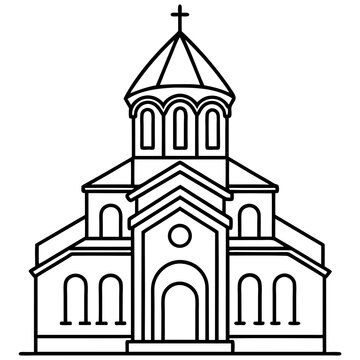 black line art church building clip art preview