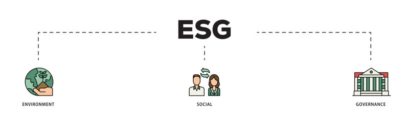 ESG icon infographic illustration concept with icon of  investment screen ing icon live stroke and easy to edit 