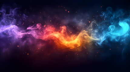 Naklejka premium Abstract colorful smoke on black background with copy space. Fancy colorful cloud in space