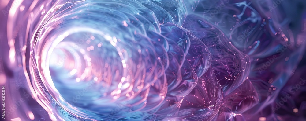 Poster a vibrant abstract tunnel design with swirling colors of pink and blue, creating an illusion of dept