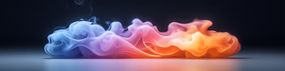 Fototapeta premium Abstract colorful smoke on black background with copy space. Fancy colorful cloud in space