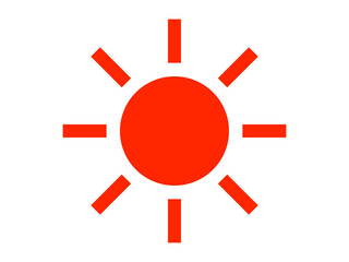 シンプル太陽アイコン：長方形赤