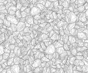 Fototapeta premium Wireframe background with many stones from black lines isolated on white background. Vector illustration.
