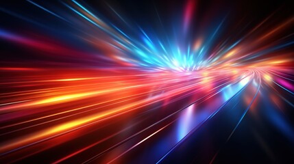 Abstract glowing lines create a futuristic speed and motion effect.