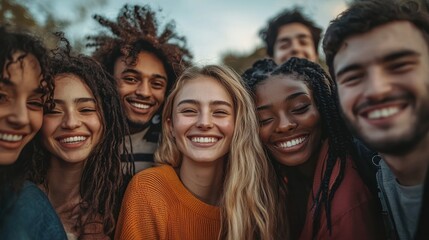 Diverse group of happy people bonding together Generative AI image