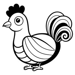 Hen vector line art illustration