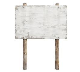 White wood sign board isolated on transparent background
