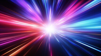 Abstract light streaks radiate outward from a central point.