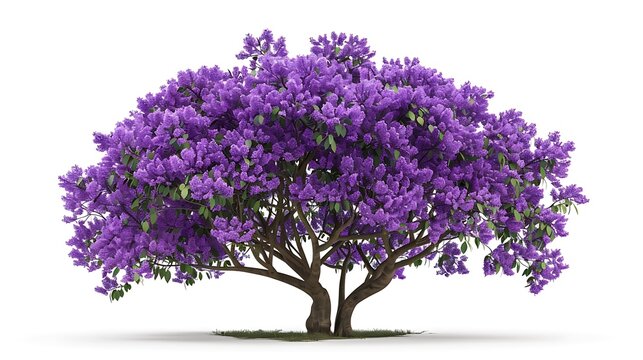 A vivid purple jacaranda tree with a cascade of purple flowers, displayed on a white background.