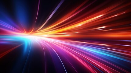Fototapeta premium Abstract motion blur with bright neon lines and colors.