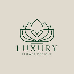 geometric flower logo  luxury  beautiful  vector icon symbol minimalist design