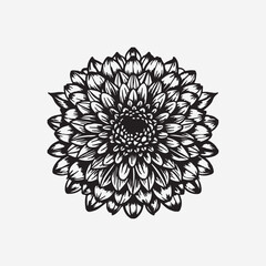 Bold Stencil Mandala Flower On White Background Classic Tattoo Motifs