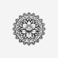 Bold Stencil Mandala Flower On White Background Classic Tattoo Motifs