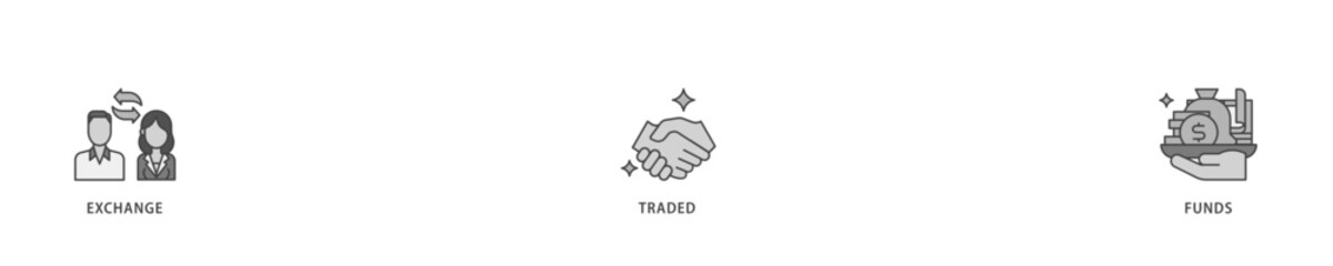 ETF icon infographic illustration concept with icon of money, cash flow, trading, transaction, bank, accounting, and growth icon live stroke and easy to edit 