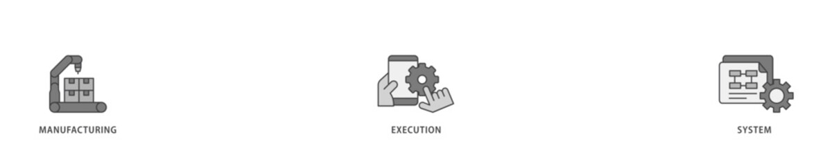 Mes icon infographic illustration concept with icon of factory, service, automation, operation, production, distribution, management, structure, and analysis icon live stroke and easy to edit 