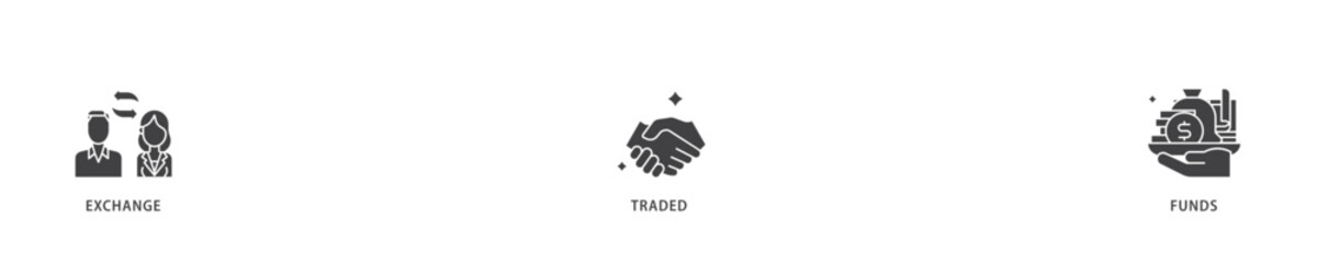 ETF icon infographic illustration concept with icon of money, cash flow, trading, transaction, bank, accounting, and growth icon live stroke and easy to edit 