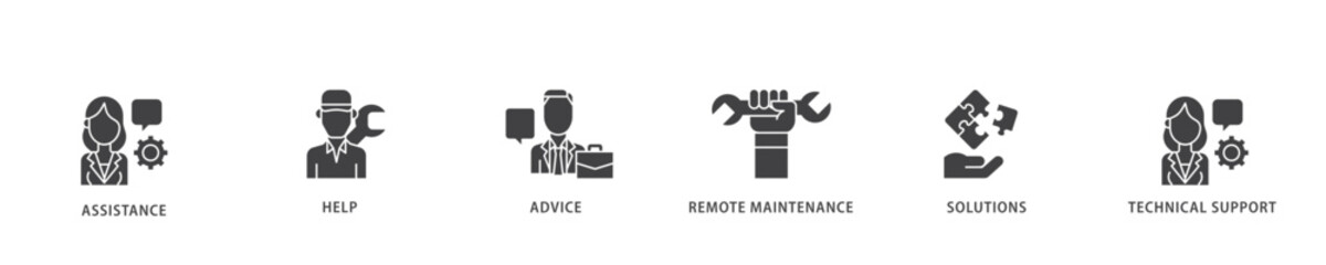 IT Expert icon infographic illustration concept with icon of assistance, help, advice, remote maintenance, solutions and technical support icon live stroke and easy to edit 