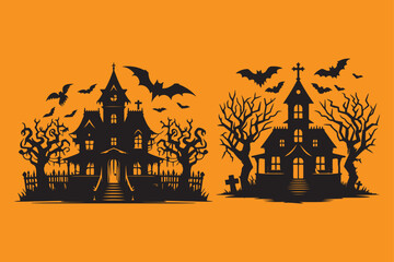 Haunted house vector silhouette