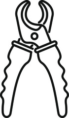 Line drawing of cable cutter tool for professional electrician repairing wires