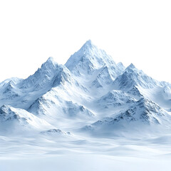 Majestic Snowy Mountain Peaks Rising Above Vast Frozen Wilderness Landscape