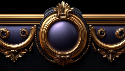 Obraz premium Ornate Gold Frame with Purple Center and Black Background