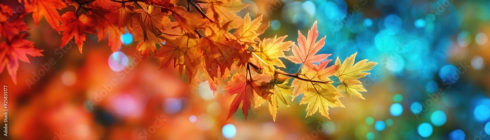 Aufkleber vibrant autumn leaves in shades of orange and yellow, creating a stunning natural backdrop with colo