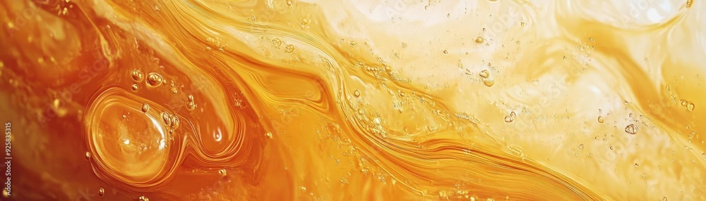 Poster An abstract swirl of golden hues with a glossy texture, evoking warmth and fluidity in a vibrant artistic composition.