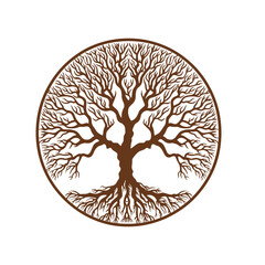 Naklejka premium Tree Branch isolated, Tree Clipart, Tree logo, Tree with root illustration