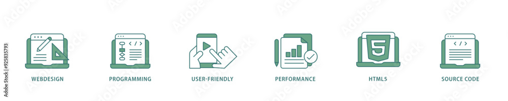 Aufkleber mobile first icon infographic illustration concept with icon of webdesign, programming, user friendl