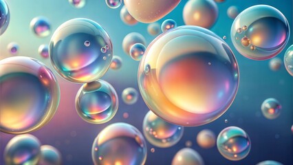 Chromatic Orbs: A mesmerizing dance of iridescent bubbles, shimmering with vibrant hues of pink, blue, and gold.
