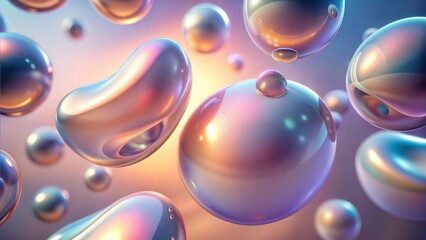 Chromatic Orbs: A mesmerizing dance of iridescent bubbles, shimmering with vibrant hues of pink, blue, and gold.
