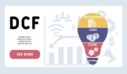 DCF - discounted cash flow acronym. business concept background. vector illustration concept with keywords and icons. lettering illustration with icons for web banner, flyer, landing pag