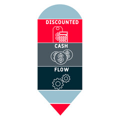 DCF - discounted cash flow acronym. business concept background. vector illustration concept with keywords and icons. lettering illustration with icons for web banner, flyer, landing pag