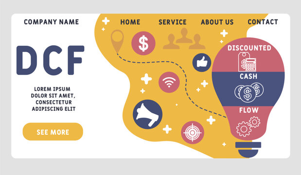 DCF - discounted cash flow acronym. business concept background. vector illustration concept with keywords and icons. lettering illustration with icons for web banner, flyer, landing pag