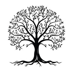 Obraz premium Tree silhouette, Tree Clipart, Tree logo, Tree with root illustration
