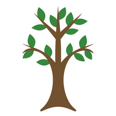 Tree With Greem Leaf isolated, Tree Clipart, Tree logo, Tree with root illustration