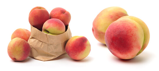ripe peach on white background 
