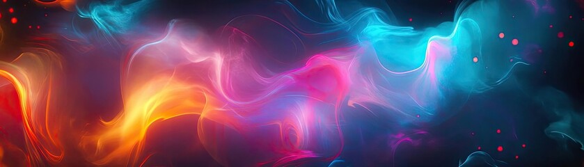Obraz premium Vibrant abstract artwork featuring colorful waves of light in shades of blue, pink, and orange, perfect for modern designs.