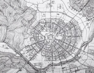 Fototapeta premium 空想の手描きマップ