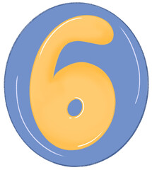 Yellow numbers on a blue plate