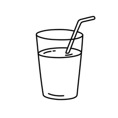 Glass with water doodle icon isolated vector illustration.