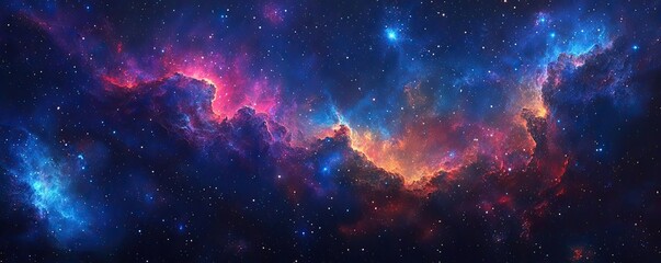 A breathtaking cosmic scene featuring vibrant nebulas and twinkling stars in the vastness of outer space.