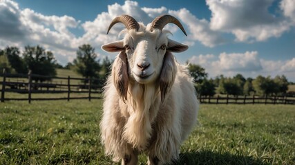 stock photography cashmere goat in a beautiful farm