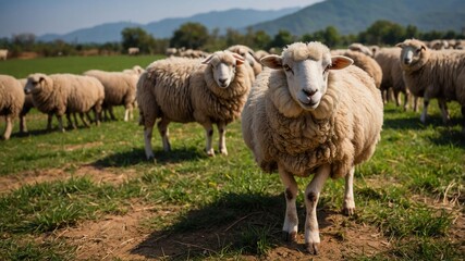 Obraz premium stock photography gaddi sheeps in a beautiful farm
