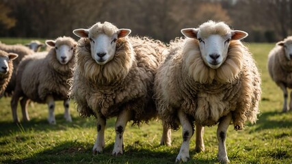 Fototapeta premium stock photography hampshire sheeps in a beautiful farm