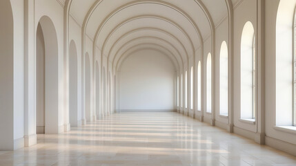 Spacious hall with elegant arches and natural light creating a serene atmosphere, perfect for events and gatherings.