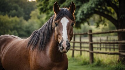 Obraz premium stock photography horse in a beautiful farm