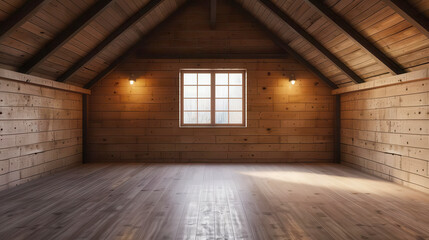 Spacious wooden attic with beams, natural light, and elegant design, perfect for creative projects or cozy retreats.
