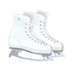 Pair of white ice skates ready for winter sports. Perfect for ice-skating enthusiasts and figure skaters.